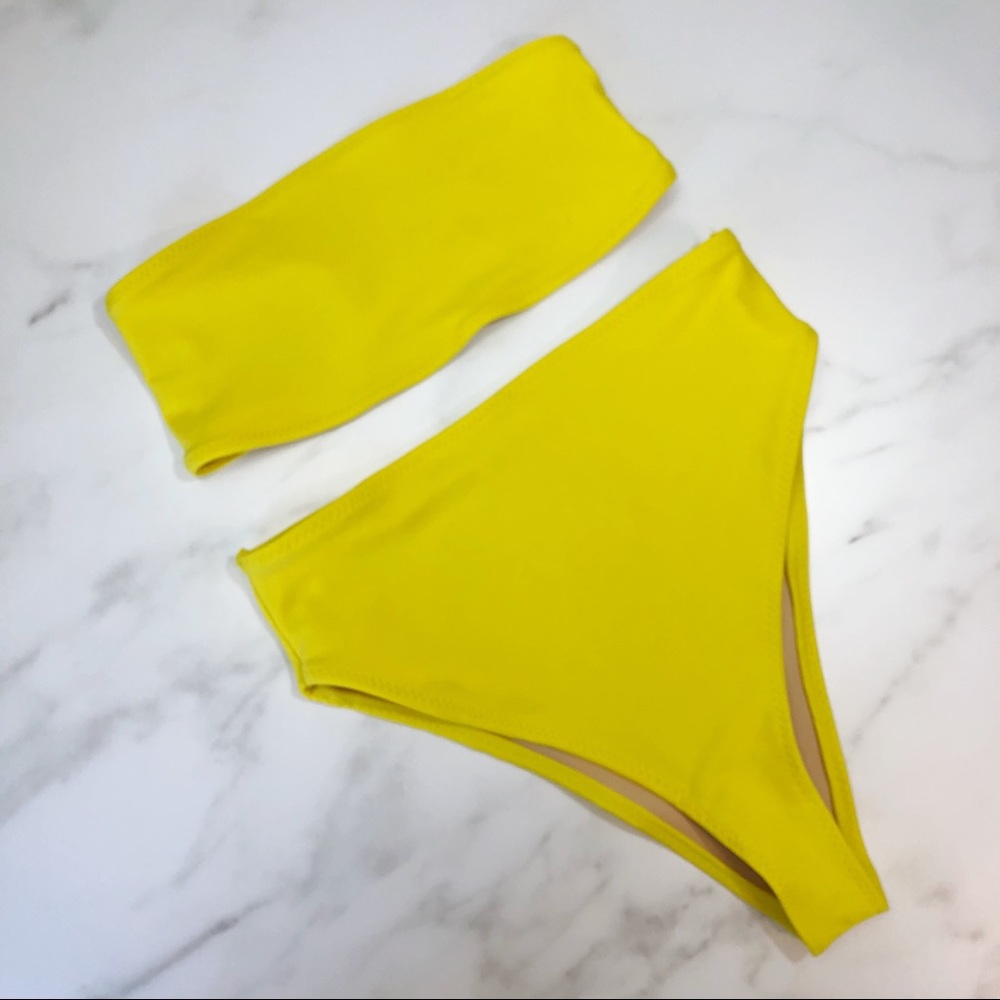 Yellow high waist swimsuit